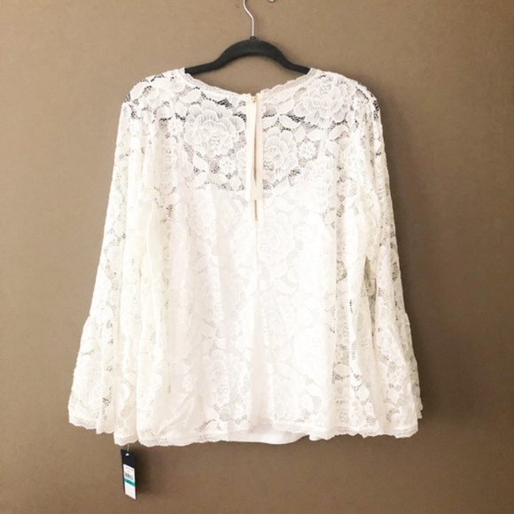 Rachel Roy Vivian Lace Bell Sleeve Blouse Top Eggshell 0X NWT - Picture 15 of 16